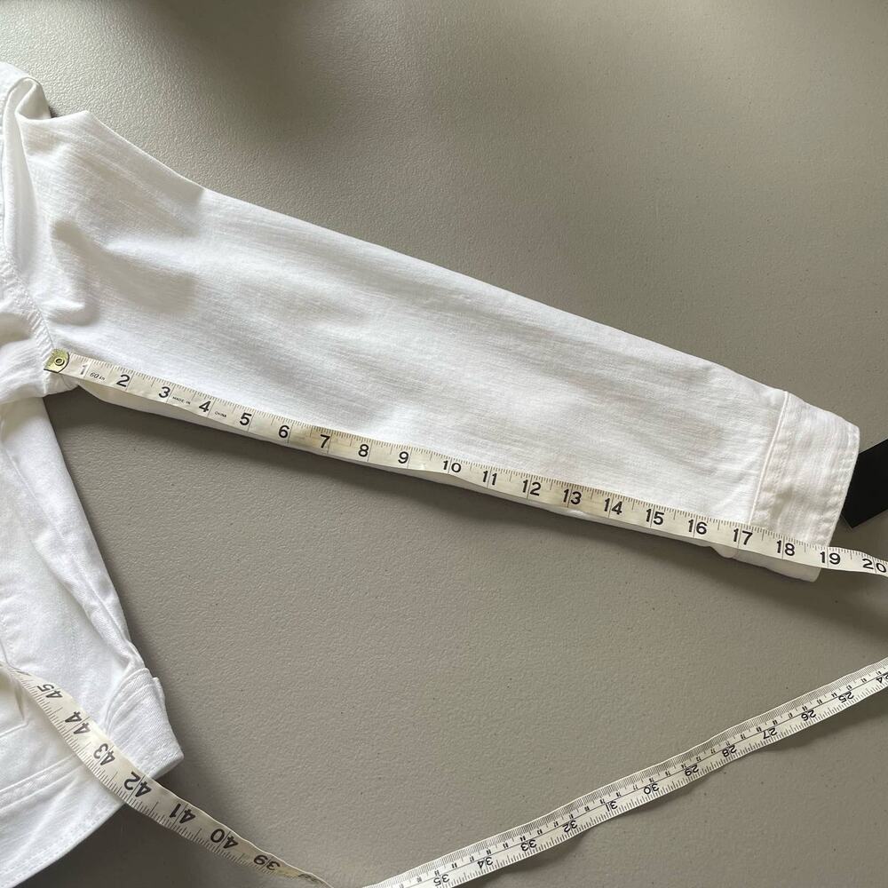 Relativity Denim Jean Jacket Button Down Long Sleeve Breast Pockets White L NWT - Picture 10 of 10
